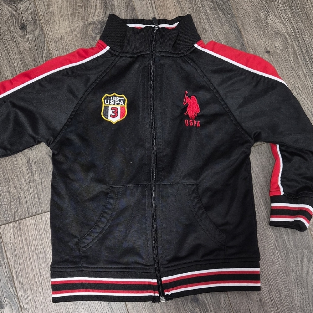 U.S. Polo Assn. Kids Black Hoodie with Red Accents